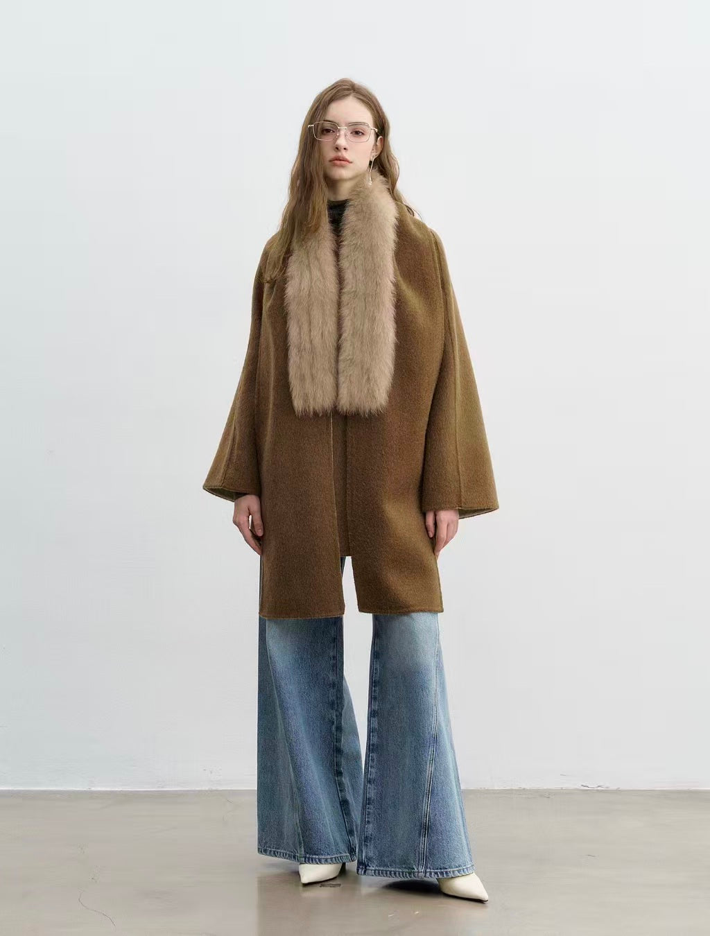 Fox Fur Collar Pure Wool Coat — Elegant Luxury Women's Outerwear