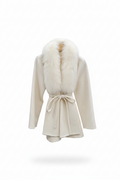 White Wool Coat Floating — Pure White Background